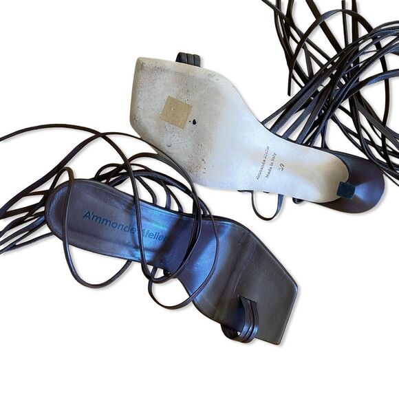 A'MMONDE ATELIER Aria 75 Multi Strap Alessandra Rich Brown Elegant Heels shoes 9 - Picture 9 of 13